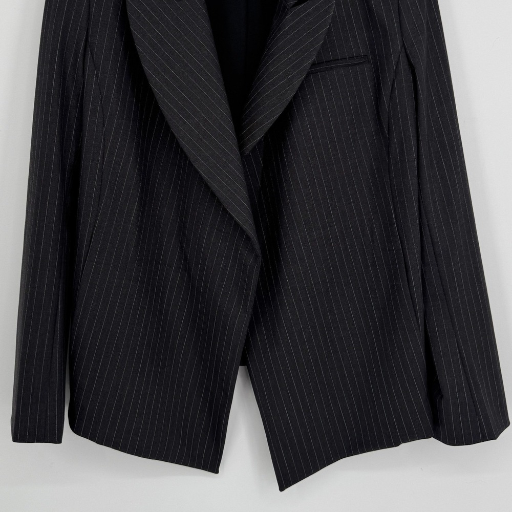 MM.LaFleur Pinstripe Skirt Suit Set 8 Charcoal Grey Wool Career Workwear Office - Picture 8 of 14